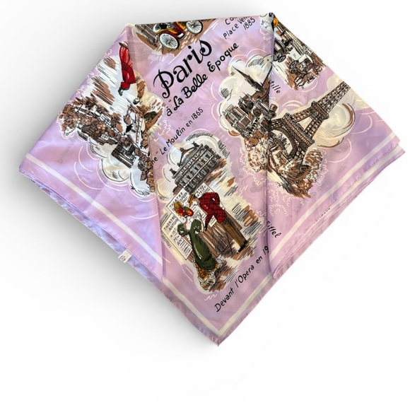 Vintage Cre’ation J. Franco Paris Scenic Souvenir Scarf Belle E’poque Print 31” - Picture 15 of 15
